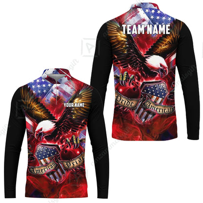 Custom Bowling Jersey Polo Shirt, American Pride Eagle, Personalized Name & Team Name