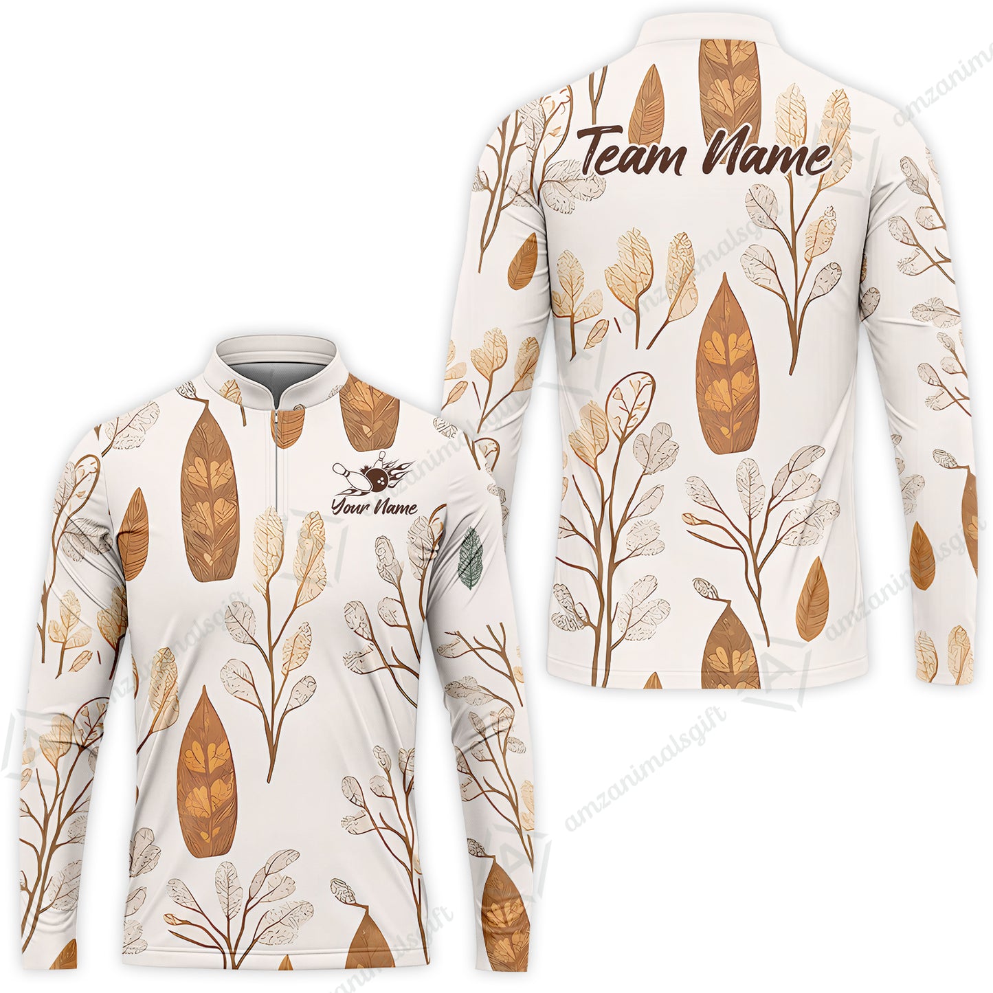 Custom Bowling Jersey Polo Shirt, Leave Pattern, Custom Bowling Jersey Team Shirt For Players With Name & Team Name