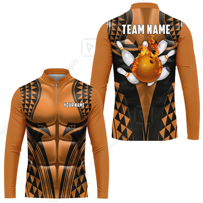 Custom Bowling Jersey Polo Shirt, Polynesian Strike, Custom Bowling Jersey Team Shirt For Players With Name & Team Name