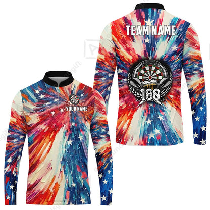 Custom Darts Team Jersey, Personalized 180 Beer USA Color Splash Darts Polo Shirt For Players With Name & Team Name
