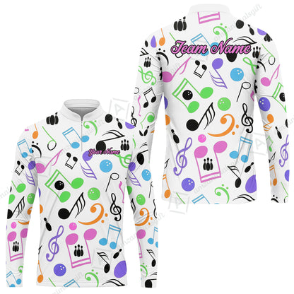 Custom Bowling Jersey Polo Shirt, Colorful Music Bowling, Custom Bowling Jersey Team Shirt For Players With Name & Team Name