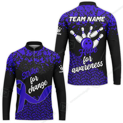 Custom Bowling Jersey Uniform Shirt, Bowling Strike For Change Team Shirt For Players With Name & Team Name