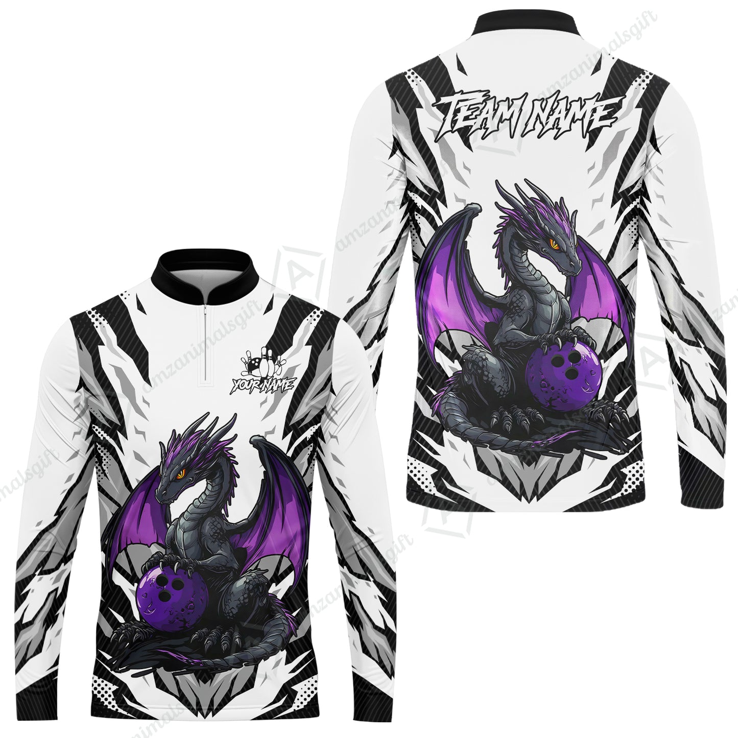 Custom Bowling Jersey Polo Shirt, Dragon Lover Custom Bowling Jersey Team Shirt For Players With Name & Team Name
