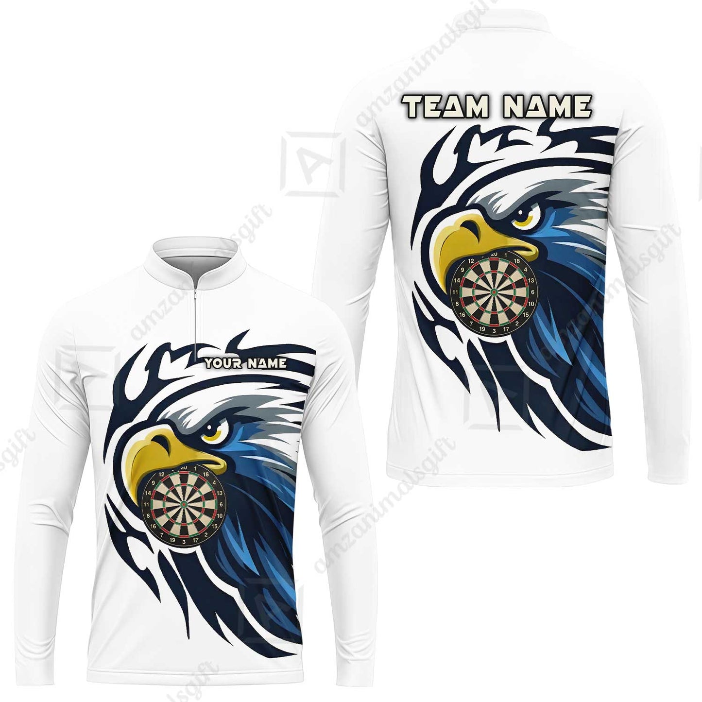 Custom Majestic Eagle Mascot Darts Jersey Polo Shirt, Custom Majestic Eagle Mascot Dart Jersey Team Shirt For Players With Name & Team Name