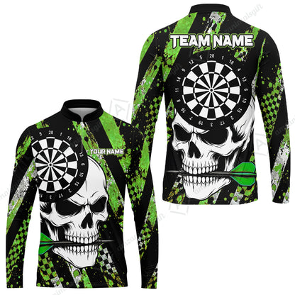 Custom Darts Jersey Polo Shirt, Skull Bites Dart, Custom Dart Jersey Team Shirt For Players With Name & Team Name