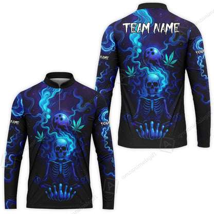 Custom Bowling Team Unisex Polo Shirt, Neon Skull CNB Bowling Custom Shirt Featuring Personalized Name and Team Name