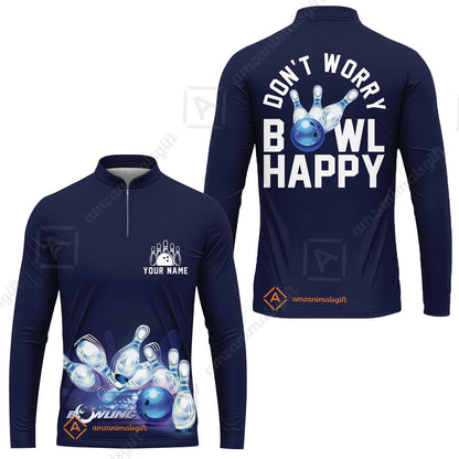 Bowling Custom Men Polo Shirt - Custom Name Polo Shirt, Don't Worry Bowl Happy Personalized Bowling Polo Shirt - Gift For Friend, Family, Bowling Lovers