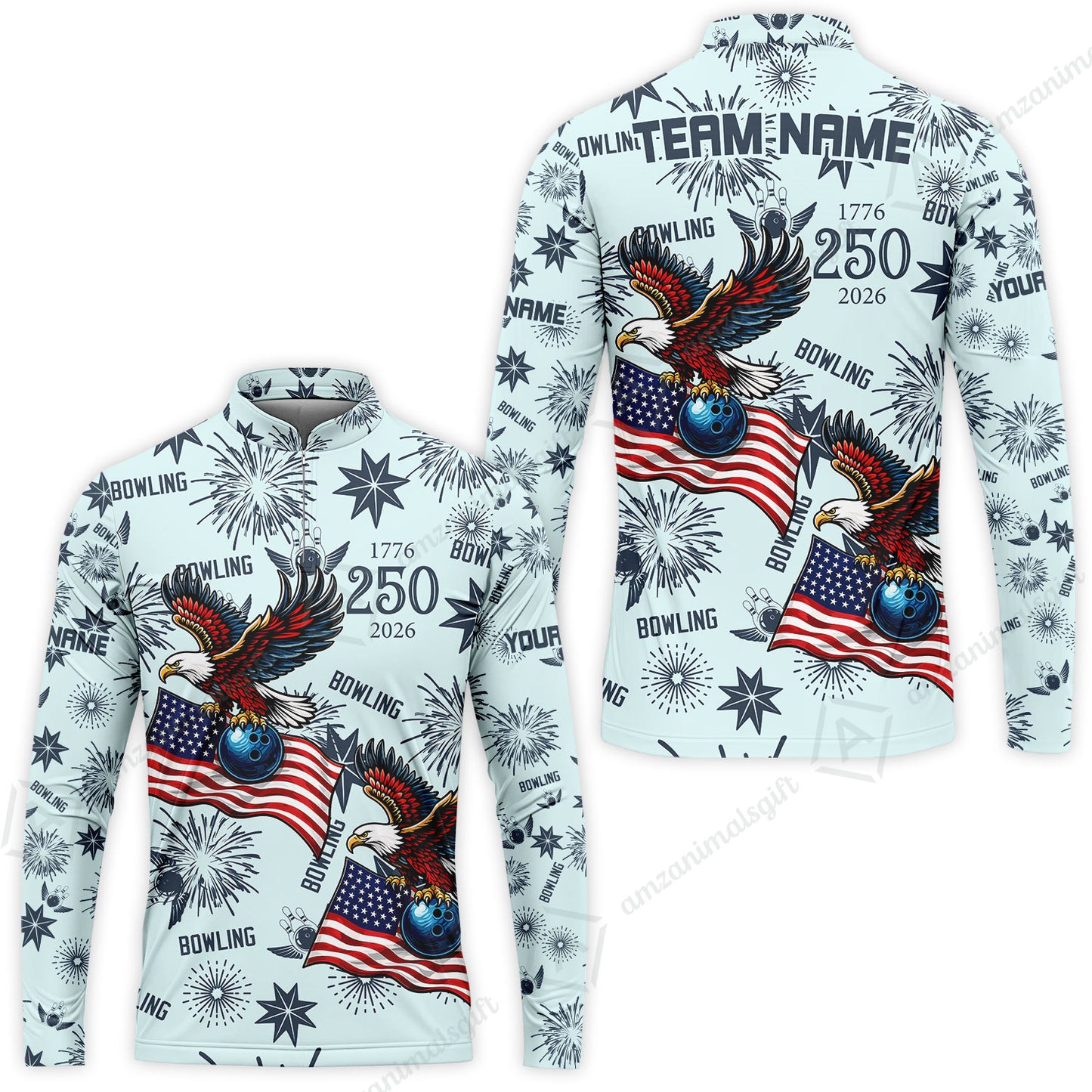 Custom Bowling Jersey Polo Shirt, USA 250 Years of Independence Bowling, Custom Bowling Jersey Team Shirt For Players With Name and Team Name