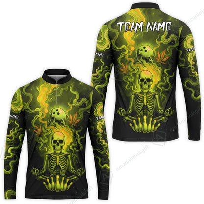 Custom Bowling Team Unisex Polo Shirt, Neon Skull CNB Bowling Custom Shirt Featuring Personalized Name and Team Name