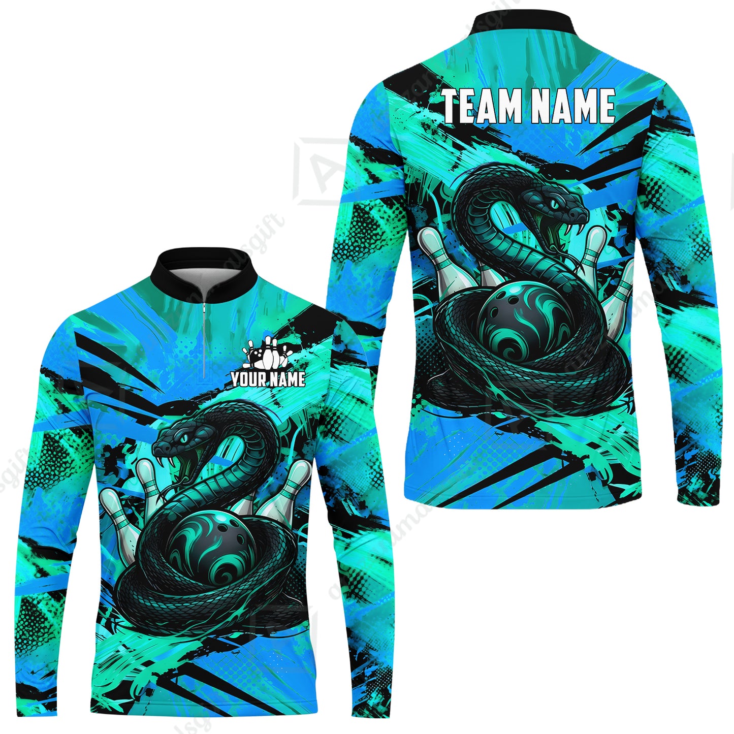Custom Bowling Jersey Polo Shirt, Viper Venom Strike & Cyberpunk Splash, Custom Bowling Jersey Team Shirt For Players With Name & Team Name