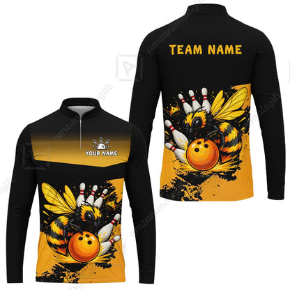 Custom Bowling Jersey Polo Shirt, Aggressive Yellow Jacket Swarm, Custom Bowling Jersey Team Shirt For Players With Name and Team Name