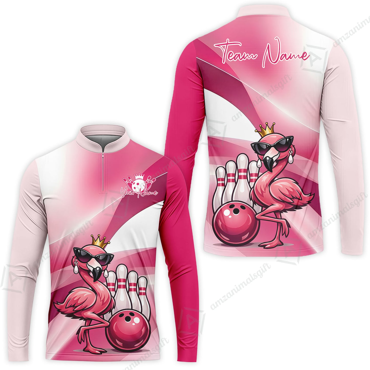 Custom Women Jersey Shirt, Pink Diva Flamingo Bowling, Custom Bowling Jersey Team Shirt For Players With Name & Team Name