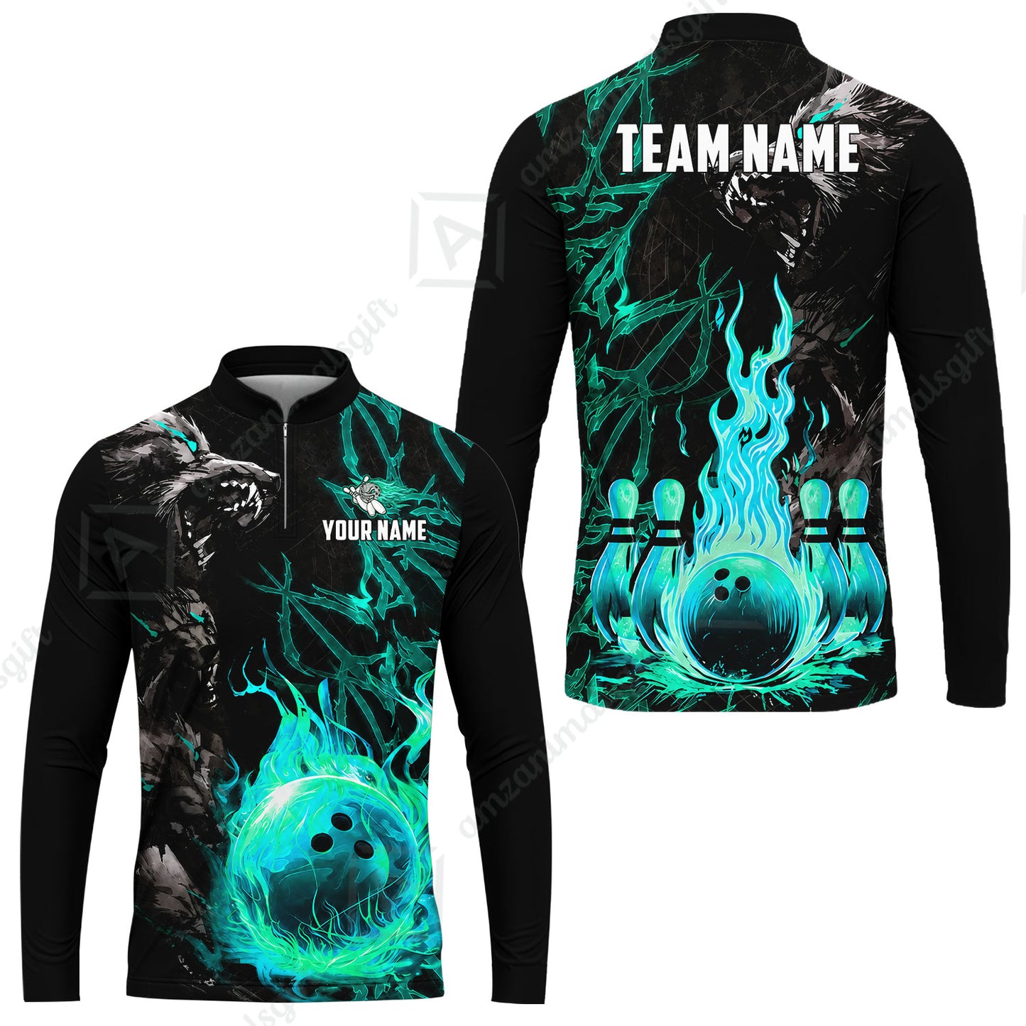Custom Bowling Jersey Polo Shirt, Hellfire Werewolf & Crimson Strike, Custom Bowling Jersey Team Shirt For Players With Name & Team Name