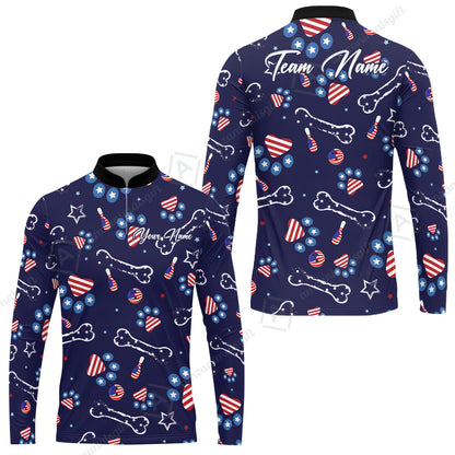 Custom Bowling Jersey Polo Shirt, US Dog Footprint, Personalize Name and Team Name