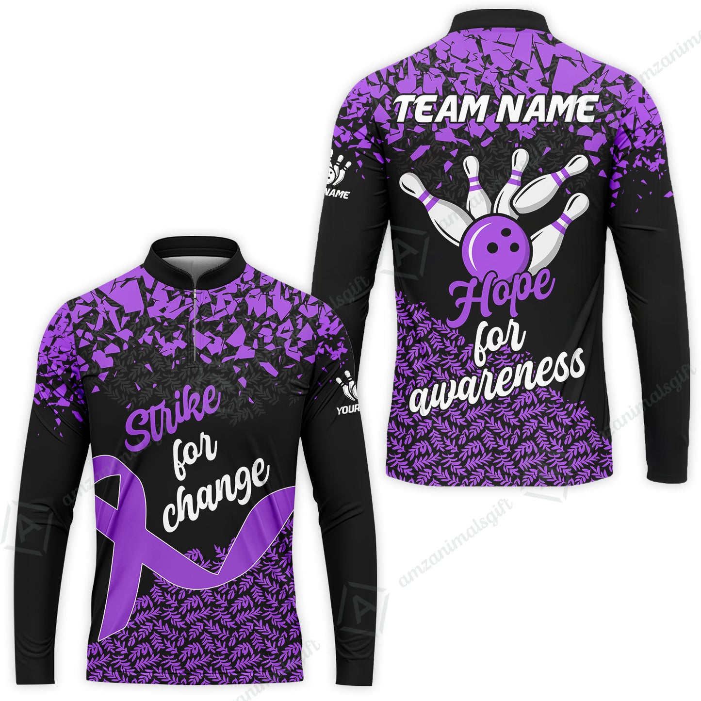 Custom Bowling Jersey Uniform Shirt, Bowling Strike For Change Team Shirt For Players With Name & Team Name