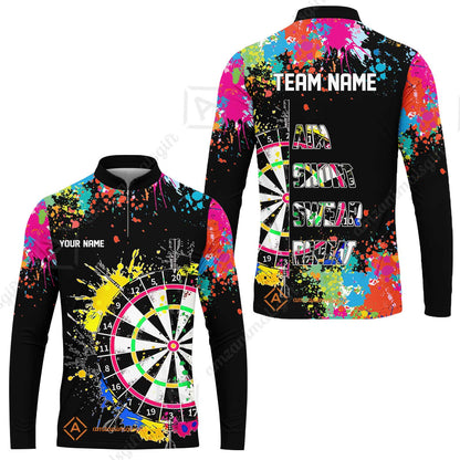 Custom Funny Dartboards Colorful Paint Quarter Zip Polo Team Shirts,  Custom Aim Shoot Swear Repeat Darts Team Jerseys Uniform