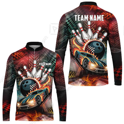Custom Bowling Jersey Polo Shirt, Bowling Thunder Racing, Custom Bowling Jersey Team Shirt For Players With Name and Team Name