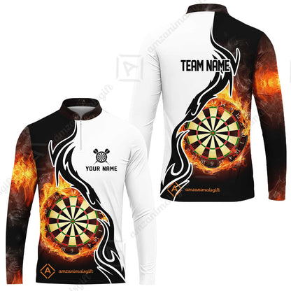 Custom  Fire Pattern Darts Team Jersey Unisex Polo Shirts, Custom flame Pattern Darts Team Jerseys Uniform