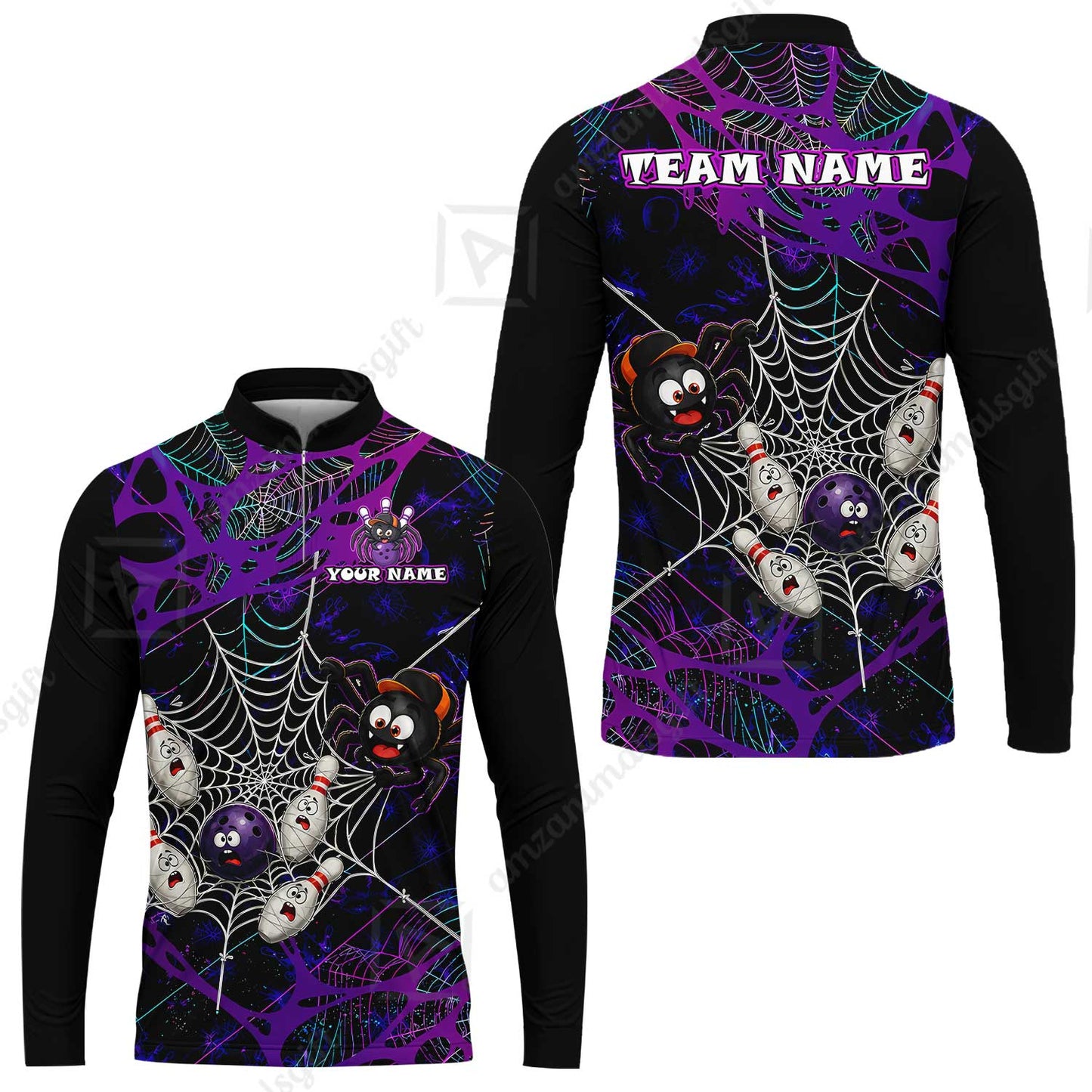 Custom Bowling Jersey Polo Shirt, Spider Bowling, Personalize Name and Team Name