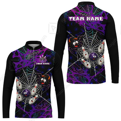 Custom Bowling Jersey Polo Shirt, Spider Bowling, Personalize Name and Team Name