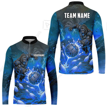 Custom Bowling Jersey Polo Shirt, Fierce Gorilla Strike Bowling, Custom Bowling Jersey Team Shirt For Players With Name & Team Name