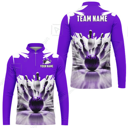 Custom Bowling Jersey Polo Shirt, Electric Marble Strike, Custom Bowling Jersey Team Shirt For Players With Name and Team Name