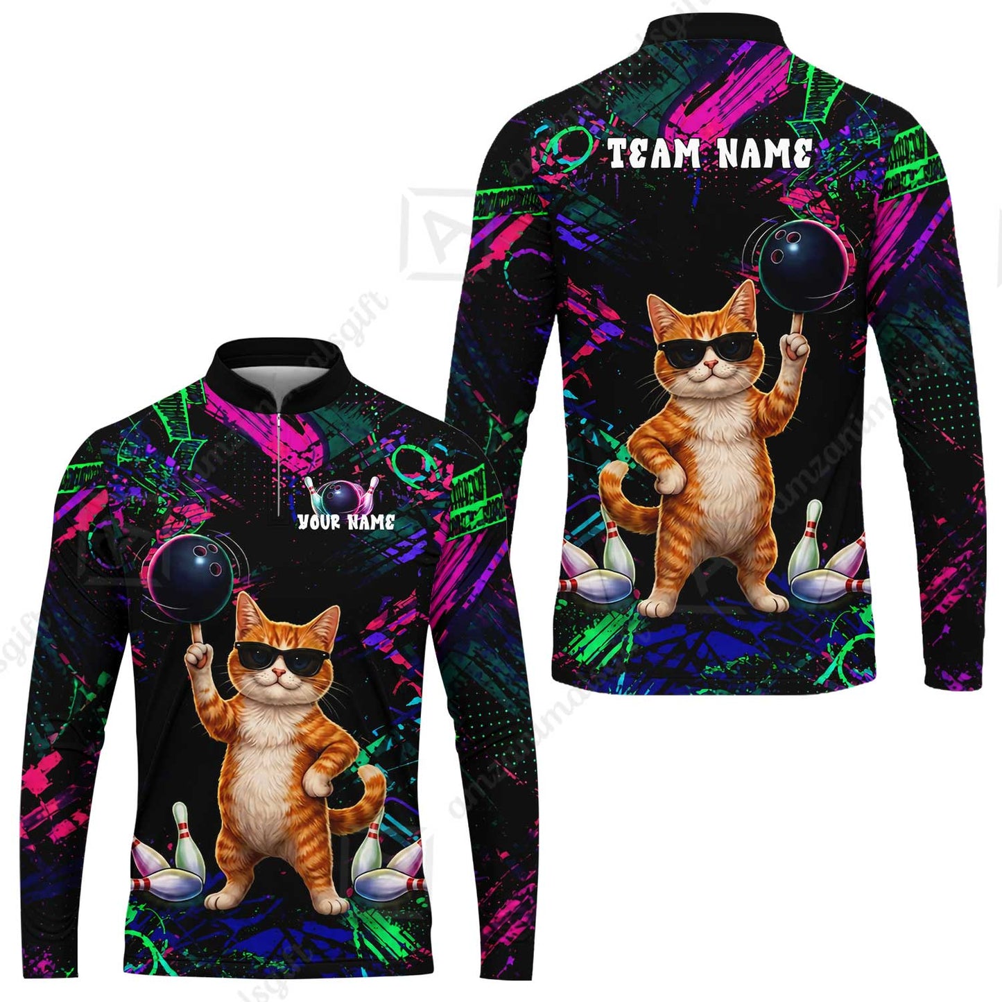 Custom Bowling Jersey Polo Shirt, Cool Cat Roller, Custom Bowling Jersey Team Shirt For Players With Name and Team Name