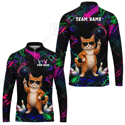Custom Bowling Jersey Polo Shirt, Cool Cat Roller, Custom Bowling Jersey Team Shirt For Players With Name and Team Name