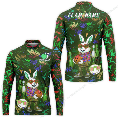 Custom Hip Hop Rabbit Bowling Jersey Polo Shirt, Custom Hip Hop Rabbit Bowling Jersey Team Shirt For Players With Name & Team Name