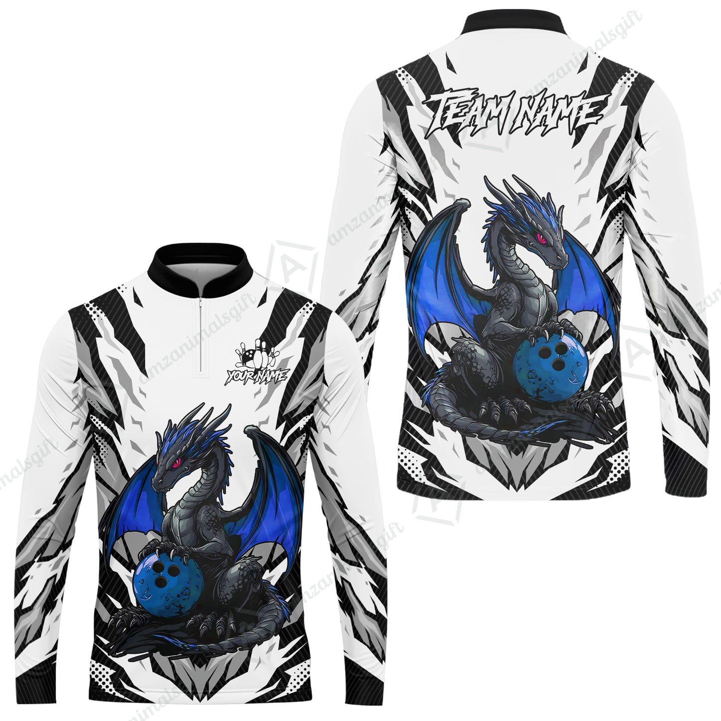 Custom Bowling Jersey Polo Shirt, Dragon Lover Custom Bowling Jersey Team Shirt For Players With Name & Team Name
