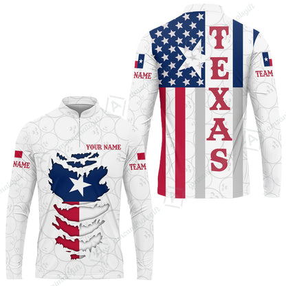 Custom Bowling Jersey Polo Shirt, Bowling Texas Flag Text, Custom Bowling Jersey Team Shirt For Players With Name and Team Name
