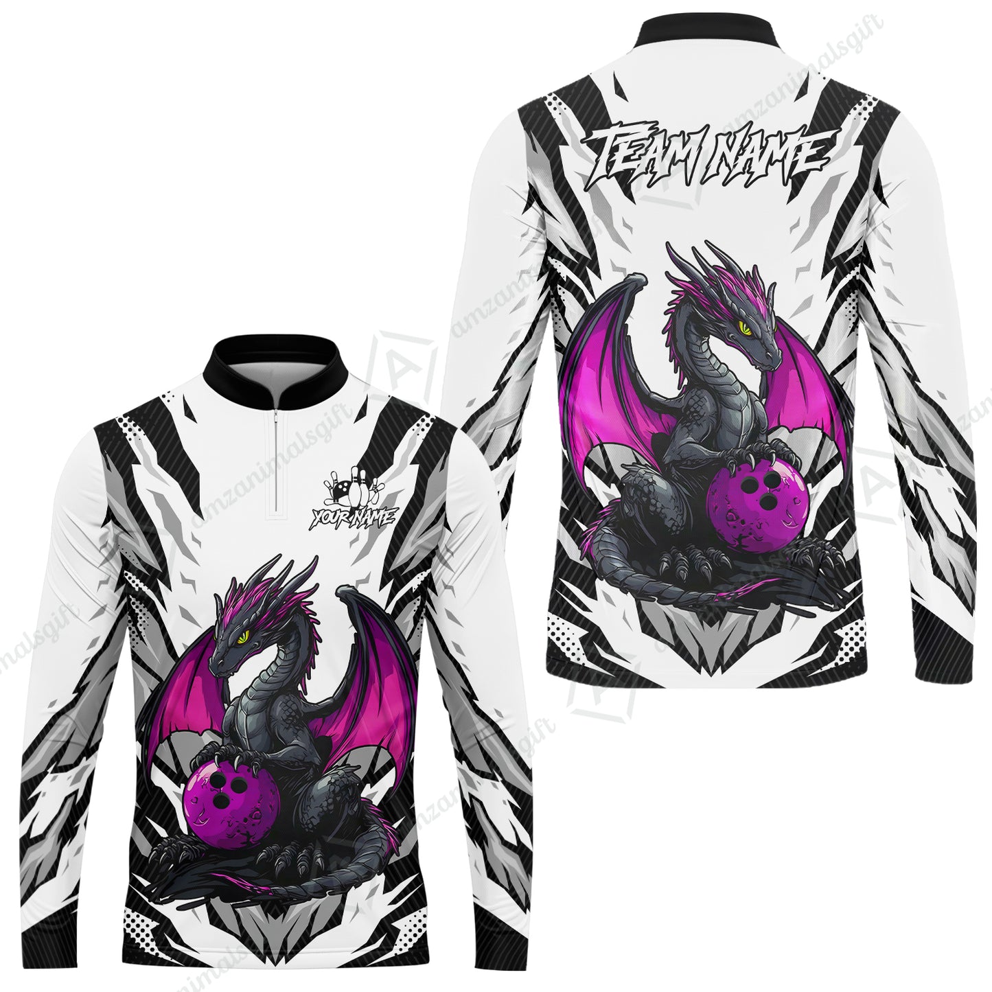 Custom Bowling Jersey Polo Shirt, Dragon Lover Custom Bowling Jersey Team Shirt For Players With Name & Team Name