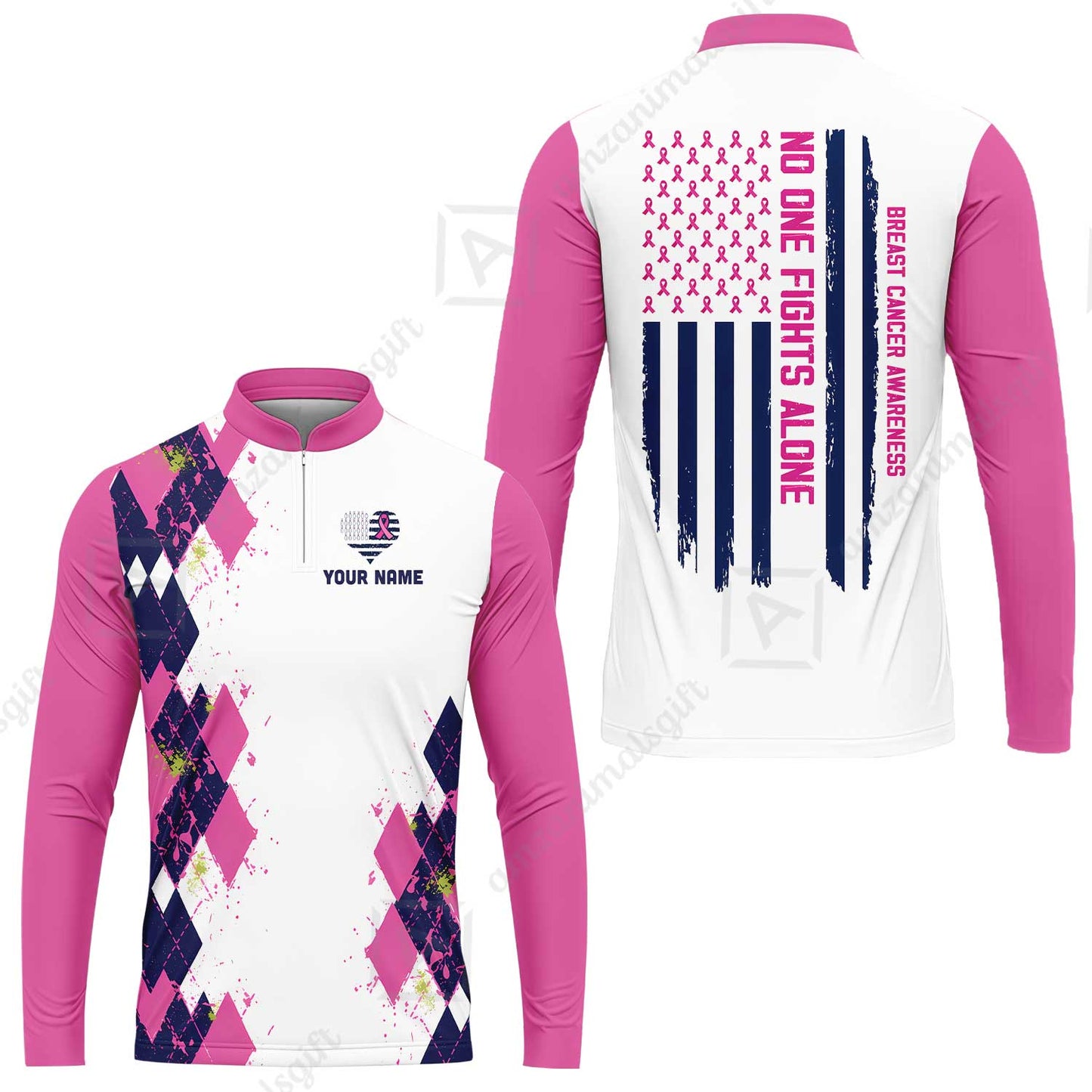 Custom Bowling Jersey Polo Shirt, No One Fights Alone, Personalized Name And Team Name