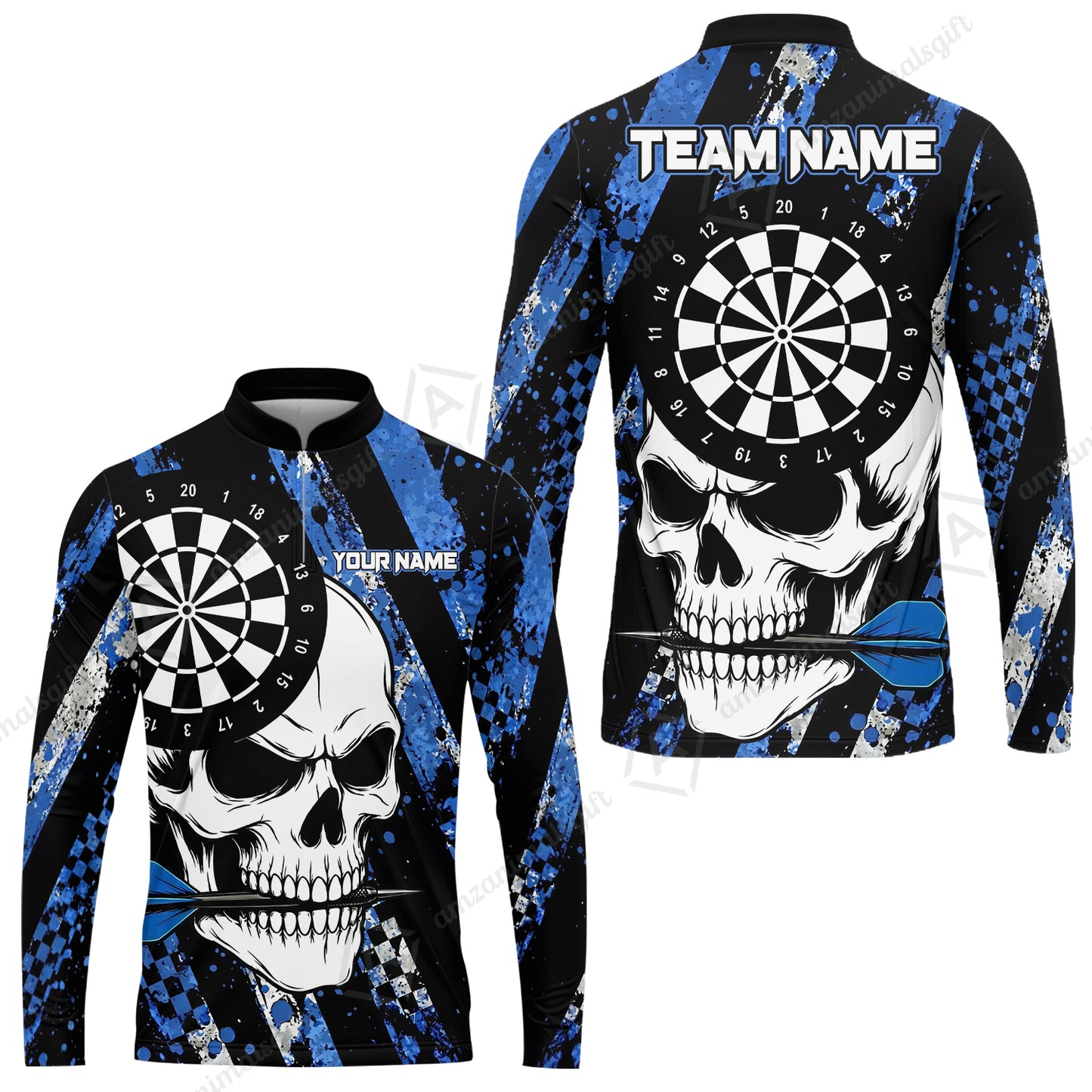 Custom Darts Jersey Polo Shirt, Skull Bites Dart, Custom Dart Jersey Team Shirt For Players With Name & Team Name