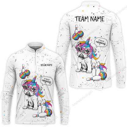 Custom Bowling Jersey Polo Shirt, Pug Bowling I Am So Magical, Custom Bowling Jersey Team Shirt For Players With Name and Team Name