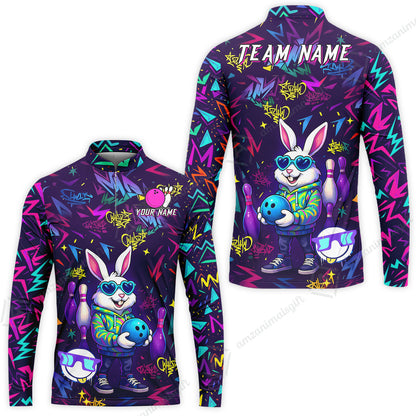 Custom Hip Hop Rabbit Bowling Jersey Polo Shirt, Custom Hip Hop Rabbit Bowling Jersey Team Shirt For Players With Name & Team Name
