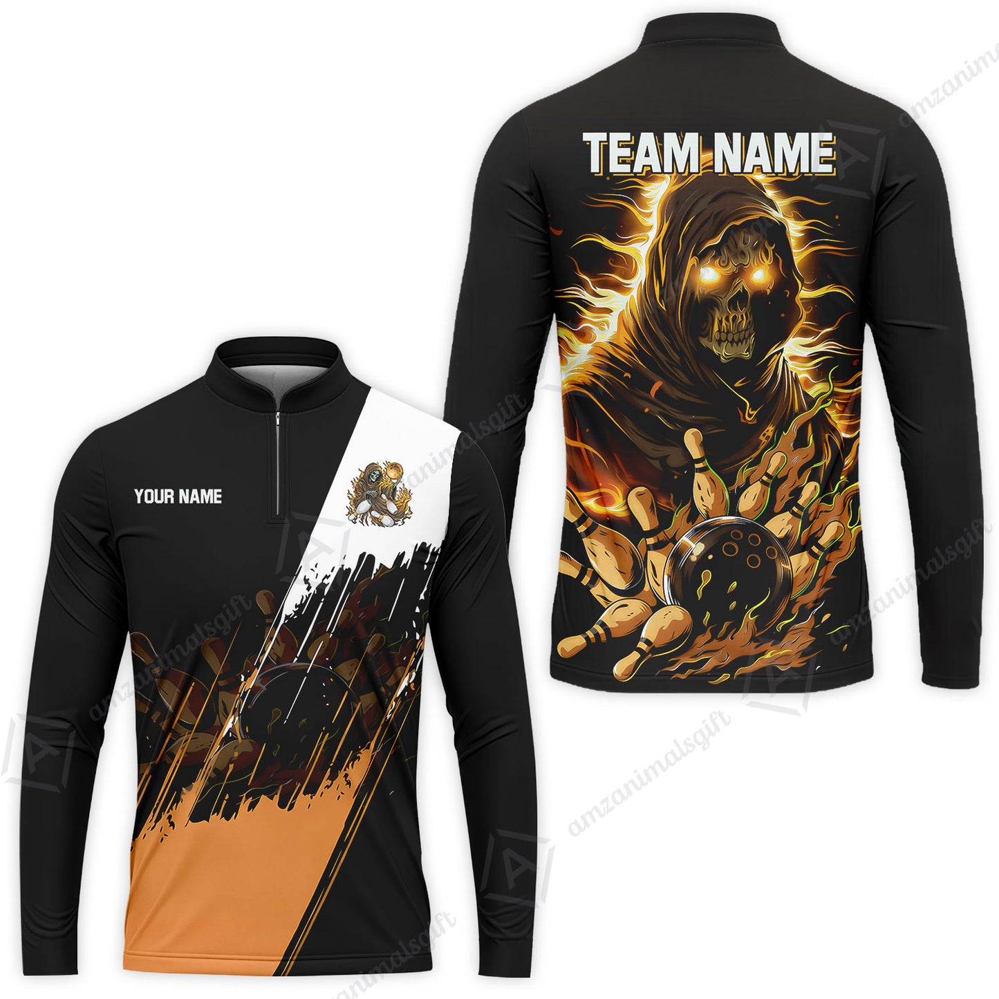 Custom Bowling Jersey Polo Shirt, Glow Reaper Bowling Custom Bowling Jersey Team Shirt For Players With Name & Team Name