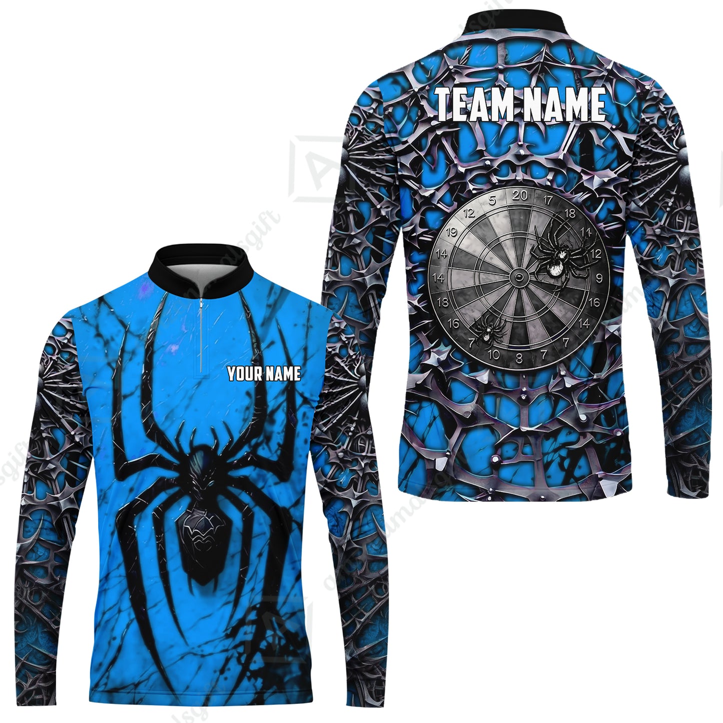 Custom Darts Jersey Polo Shirt, Gothic Widow Spiderweb, Custom Dart Jersey Team Shirt For Players With Name & Team Name