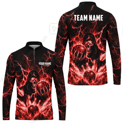 Custom Bowling Jersey Polo Shirt, Lightning Grim Reaper, Custom Bowling Jersey Team Shirt For Players With Name & Team Name