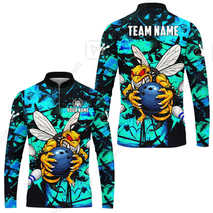 Custom Bowling Jersey Polo Shirt, The Wild Wasp Strike, Custom Bowling Jersey Team Shirt For Players With Name & Team Name