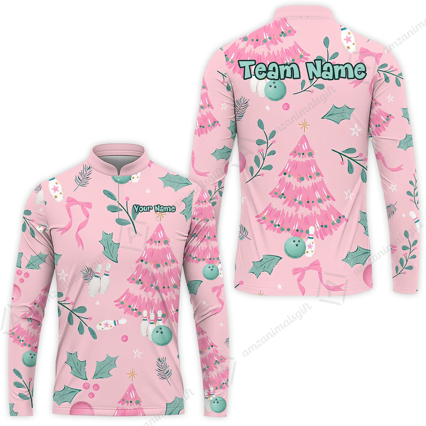 Custom Bowling Jersey Polo Shirt, Christmas Seamless Pattern Custom, Personalized Name And Team Name