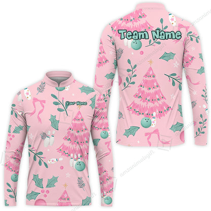 Custom Bowling Jersey Polo Shirt, Christmas Seamless Pattern Custom, Personalized Name And Team Name