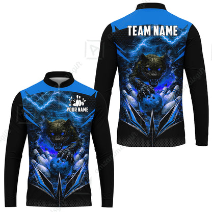 Custom Bowling Jersey Polo Shirt, Electric Panther Bowling, Personalized Name & Team Name