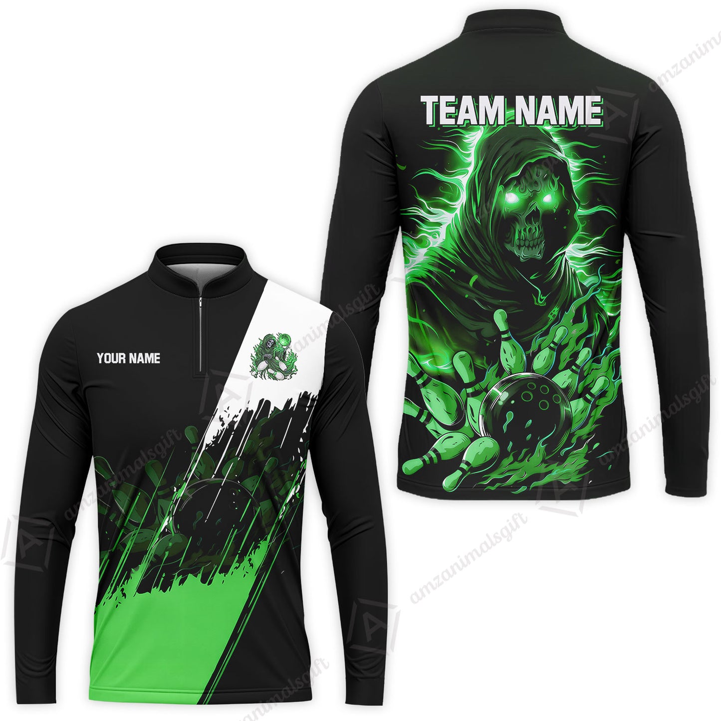 Custom Bowling Jersey Polo Shirt, Glow Reaper Bowling Custom Bowling Jersey Team Shirt For Players With Name & Team Name