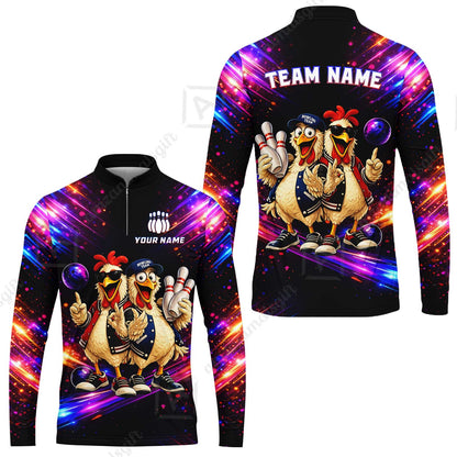 Custom Bowling Jersey Polo Shirt, Cool Roosters Bowling, Custom Bowling Jersey Team Shirt For Players With Name & Team Name