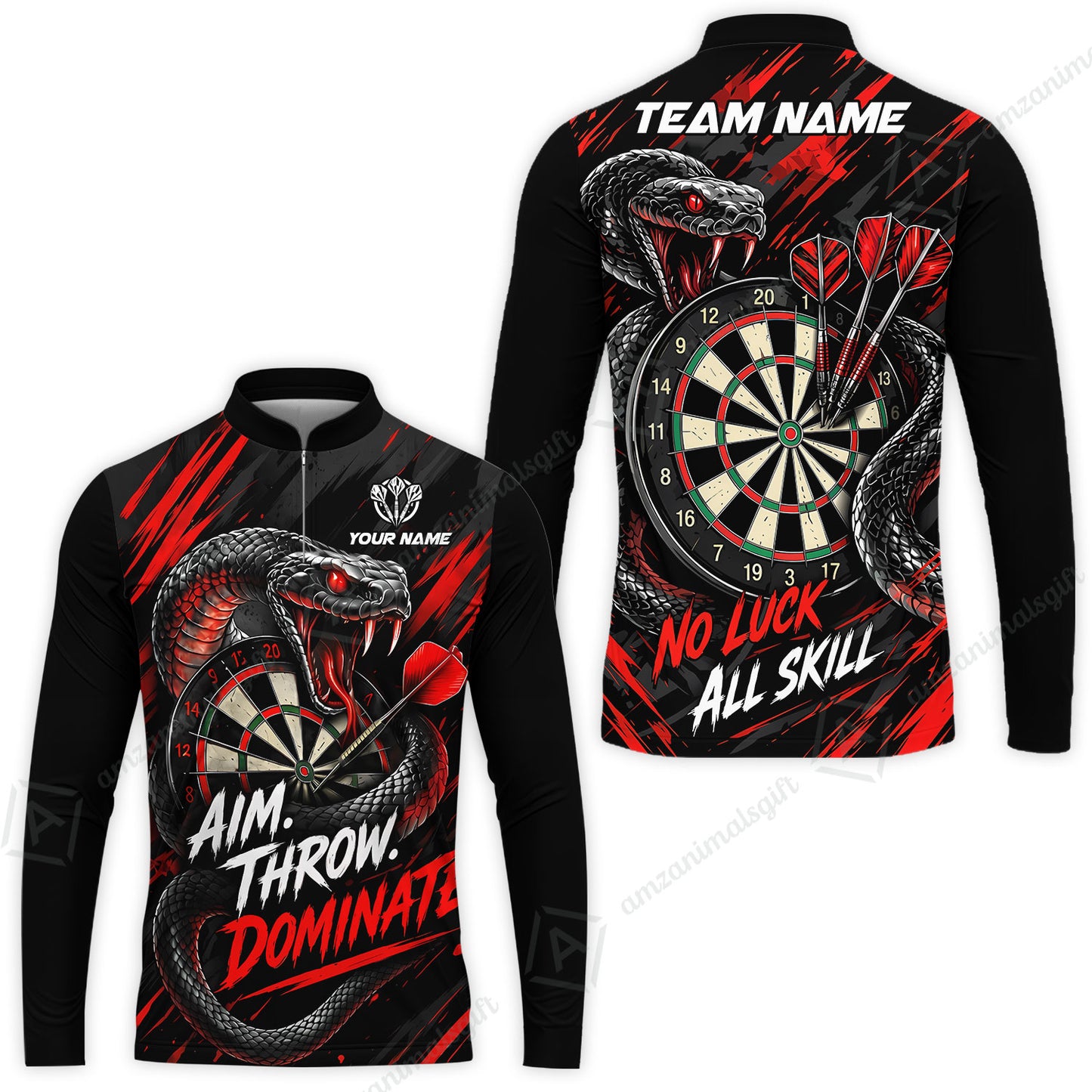 Customized Darts Team Jersey, Personalized Snake Darts Abstract Background Polo Shirt For Players With Name & Team Name