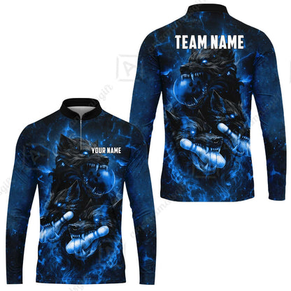 Custom Bowling Jersey Polo Shirt, Dark Fantasy Hellfire Werewolf, Custom Bowling Jersey Team Shirt For Players With Name & Team Name