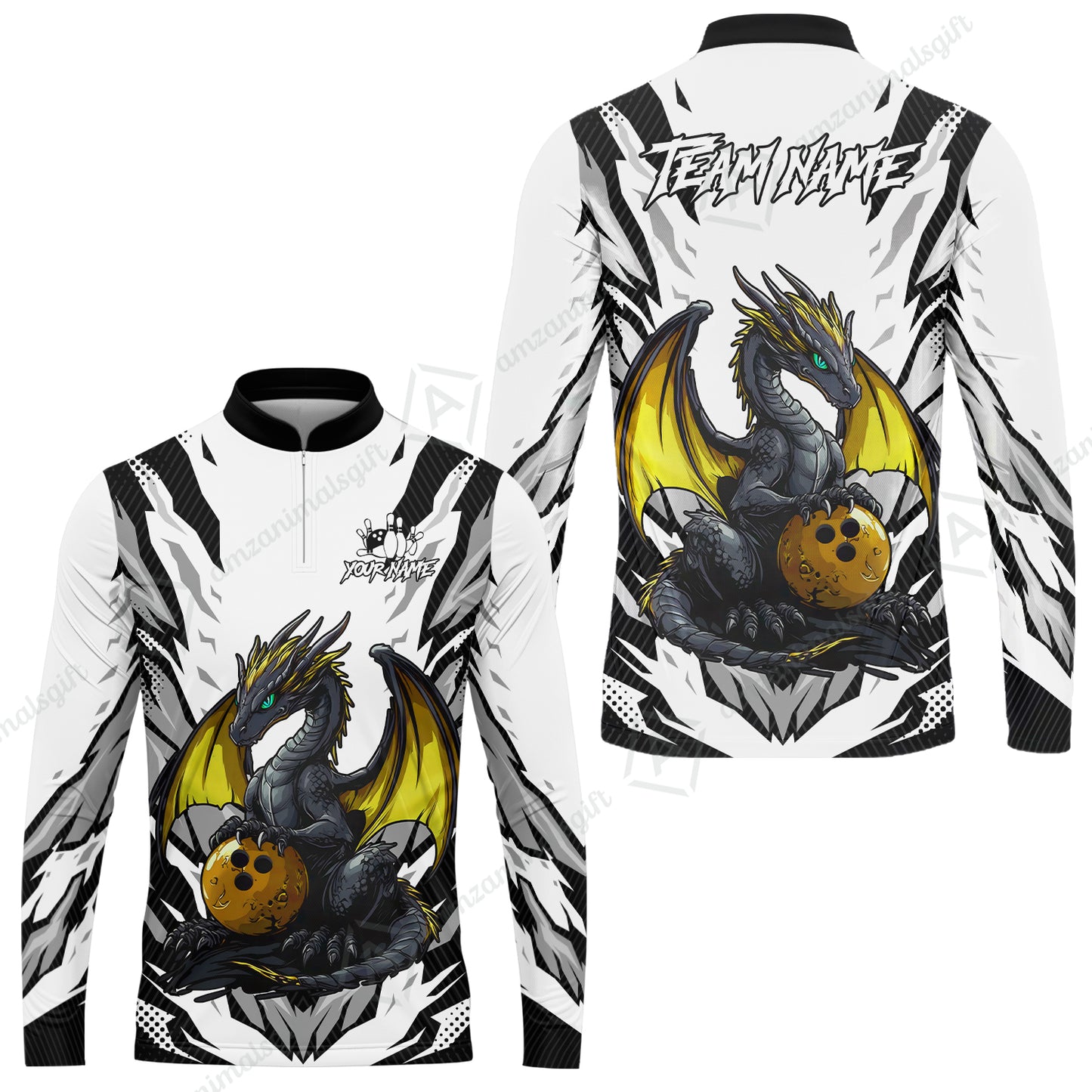 Custom Bowling Jersey Polo Shirt, Dragon Lover Custom Bowling Jersey Team Shirt For Players With Name & Team Name