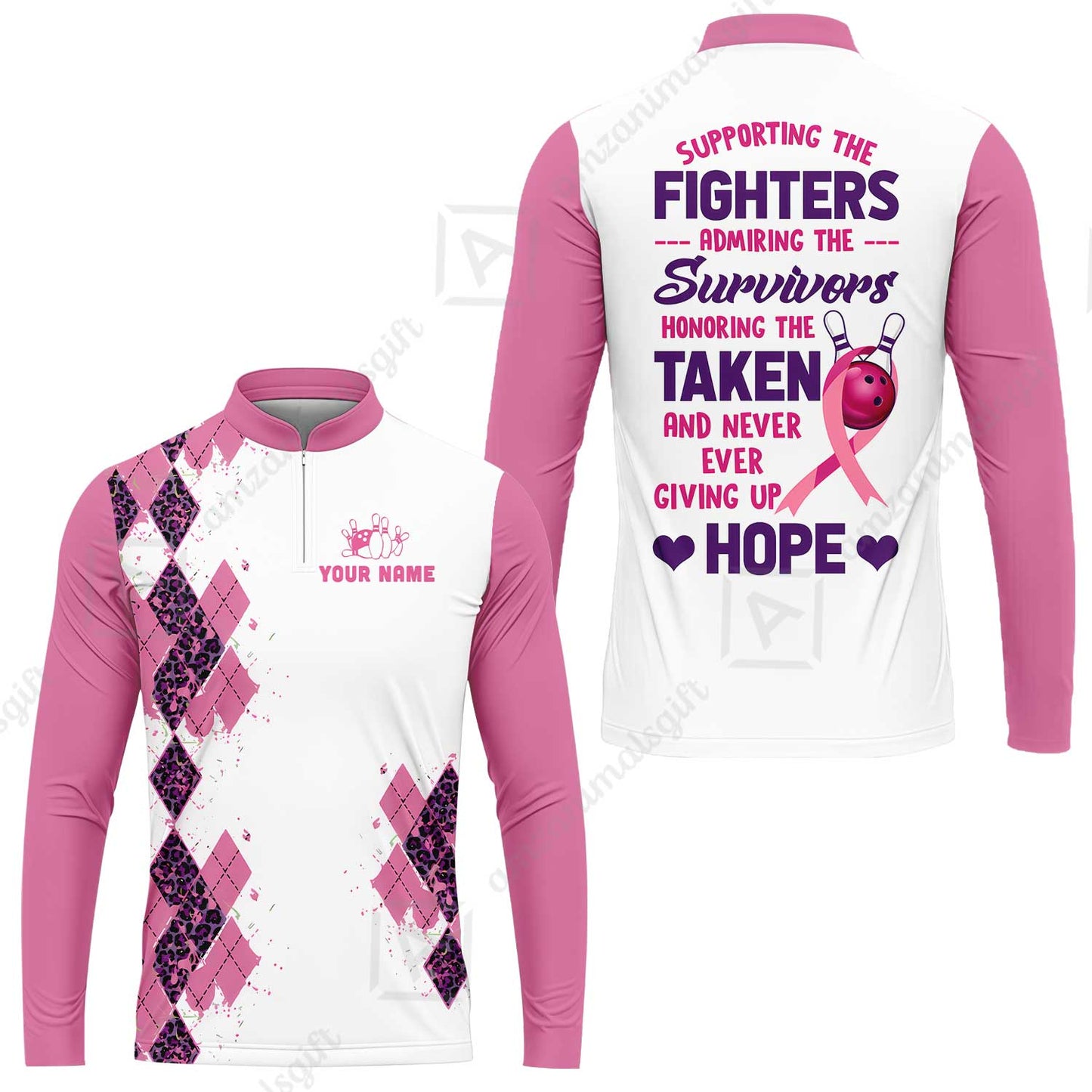 Custom Bowling Jersey Polo Shirt, Supporting The Fighters Admiring The Survivors Honoring The Taken And Never Ever Giving Up Hope