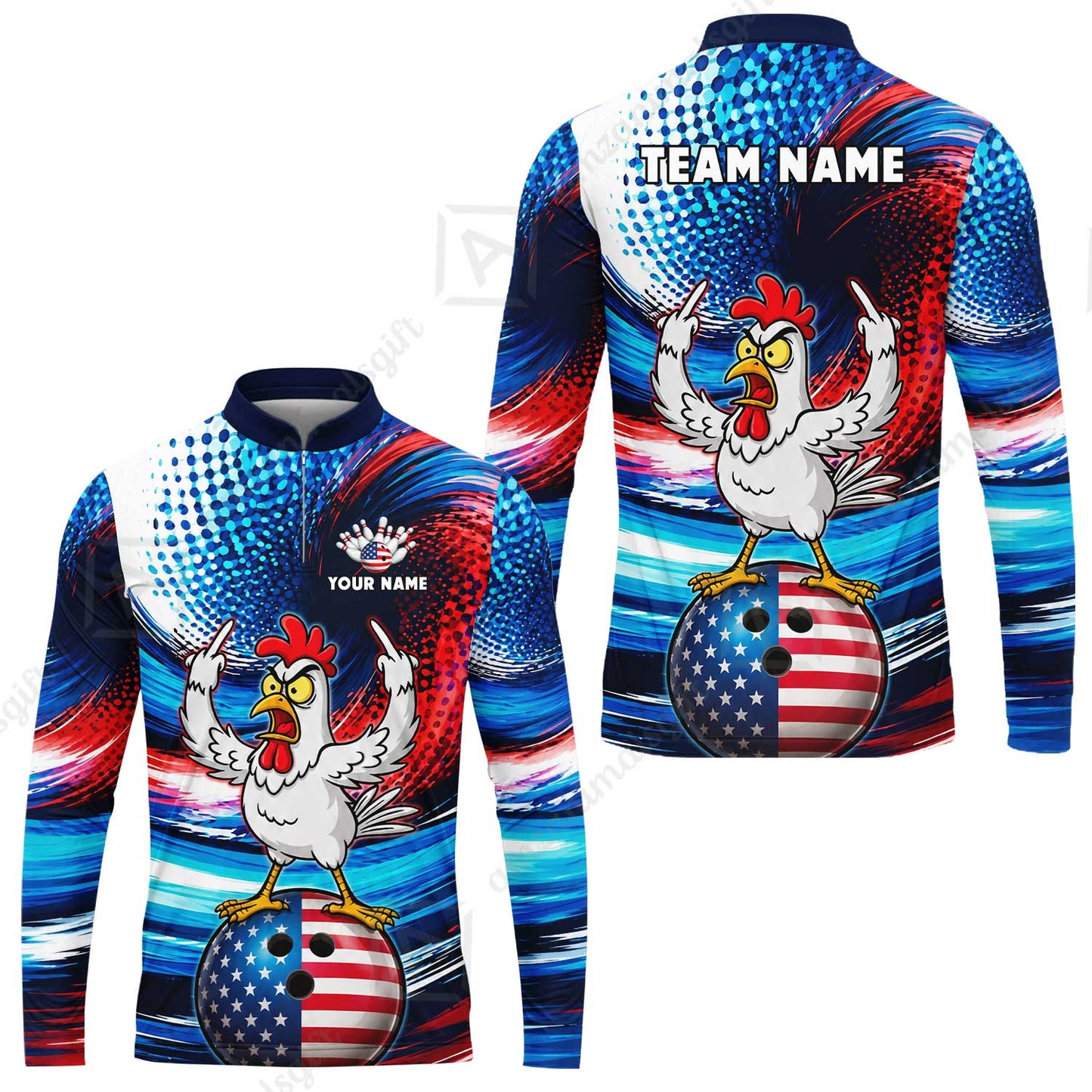 Custom Bowling Jersey Polo Shirt, Bad Chicken, Custom Bowling Jersey Team Shirt For Players With Name and Team Name